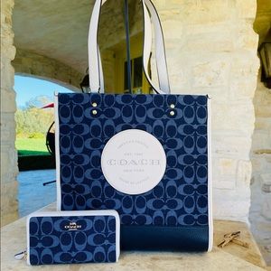 Coach Dempsey signature Denim tote&wallet New